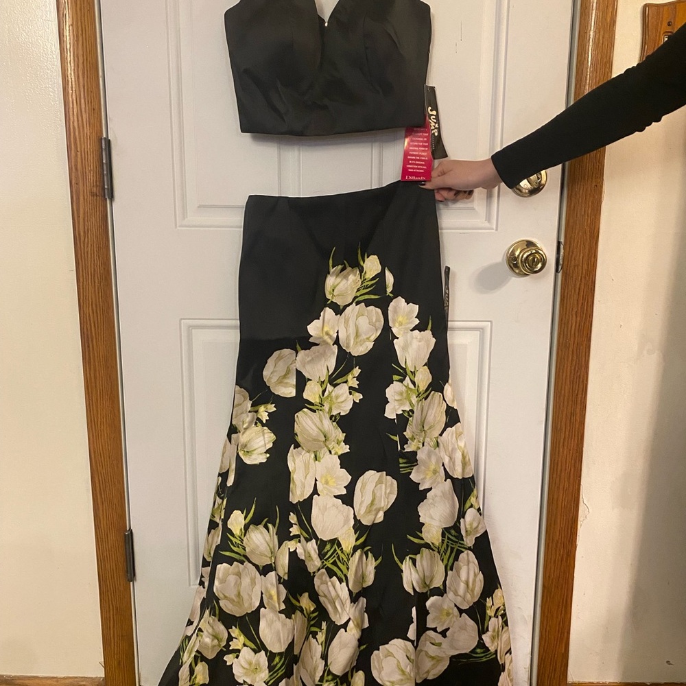 Floral Black Two-Piece Dress